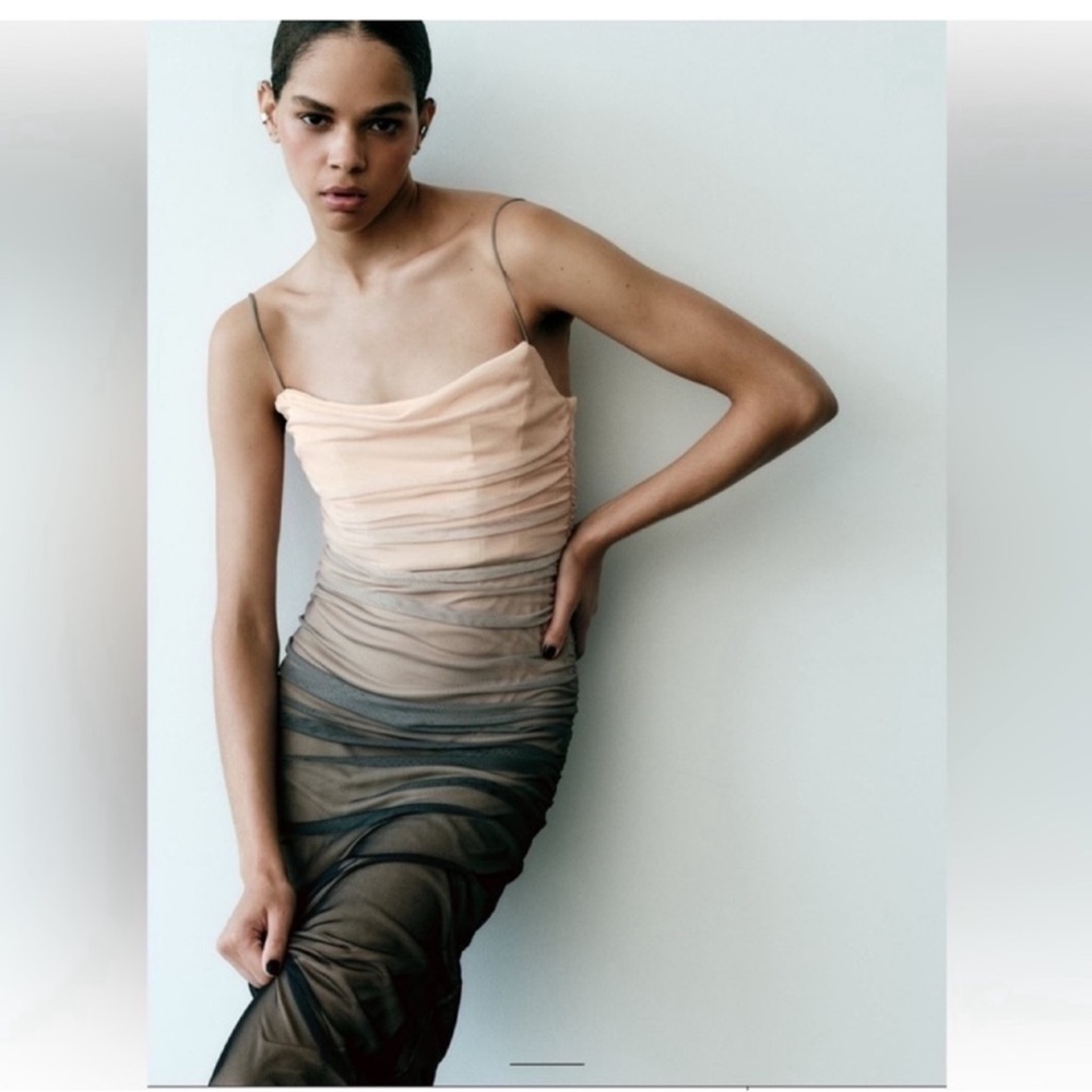 Zara Ombre Midi Dress in Blush and Gray - Picture 5 of 12
